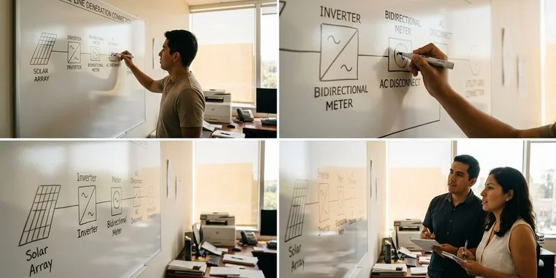 Diagrama de conexión de generación distribuida empresarial a la red eléctrica